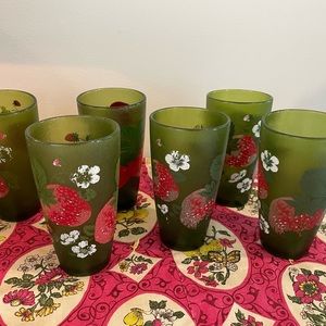 Vintage H J Stotter Green Strawberry Cups
